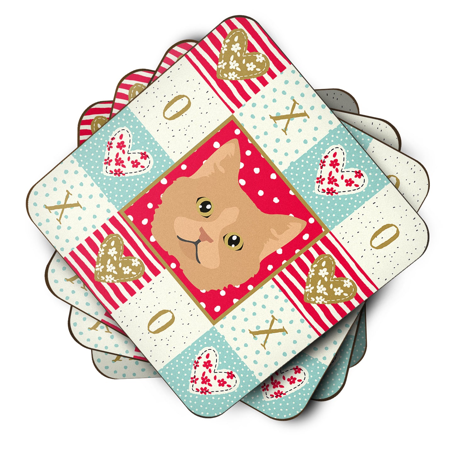 Set of 4 Selkirk Rex Cat Love Foam Coasters Set of 4 CK5160FC - the-store.com