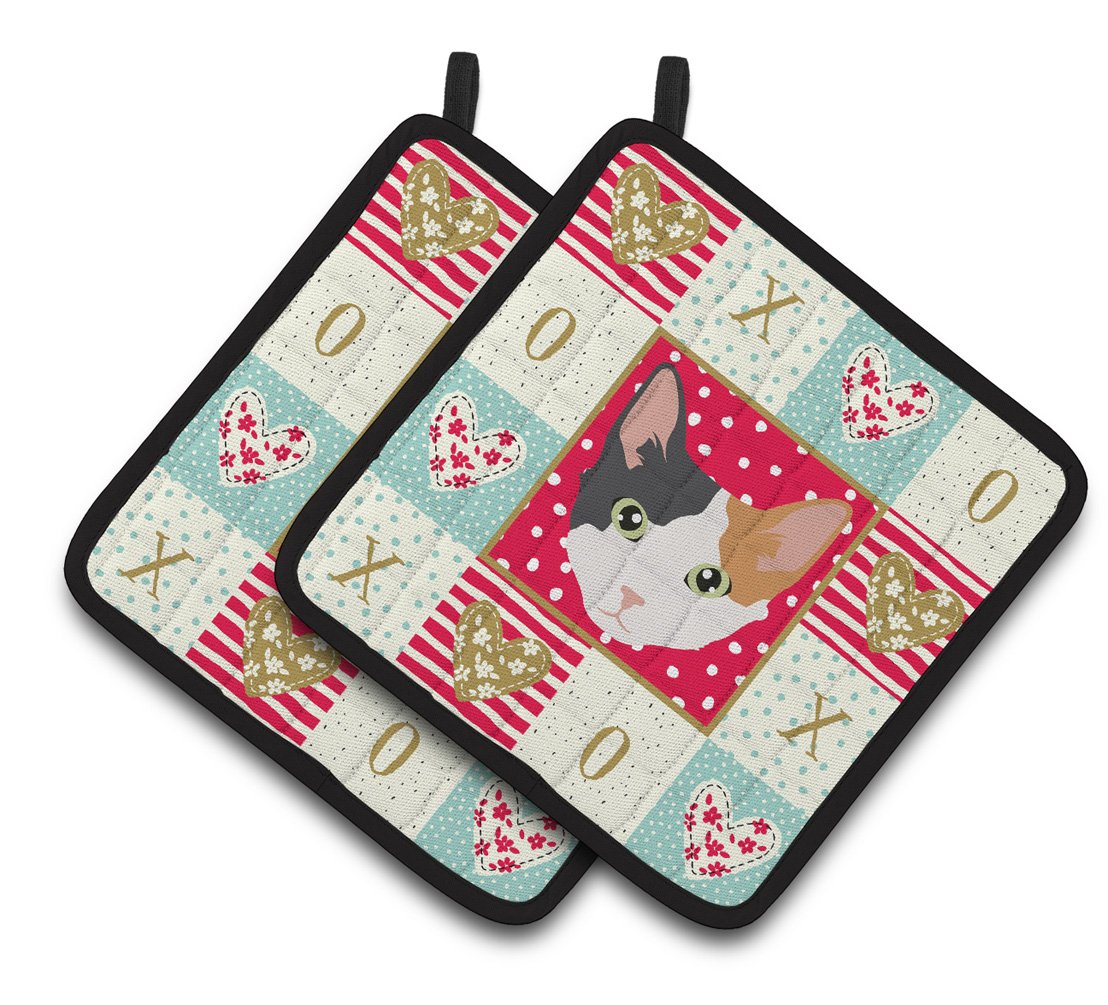 Skookum Cat Love Pair of Pot Holders CK5166PTHD by Caroline's Treasures