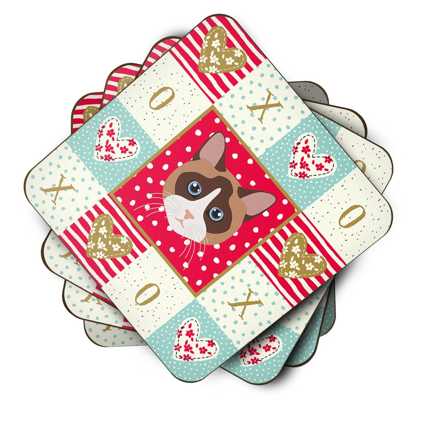 Set of 4 Snowshoe Cat Love Foam Coasters Set of 4 CK5167FC - the-store.com