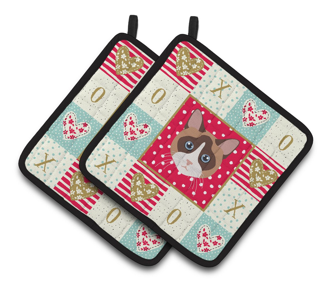 Snowshoe Cat Love Pair of Pot Holders CK5167PTHD by Caroline's Treasures