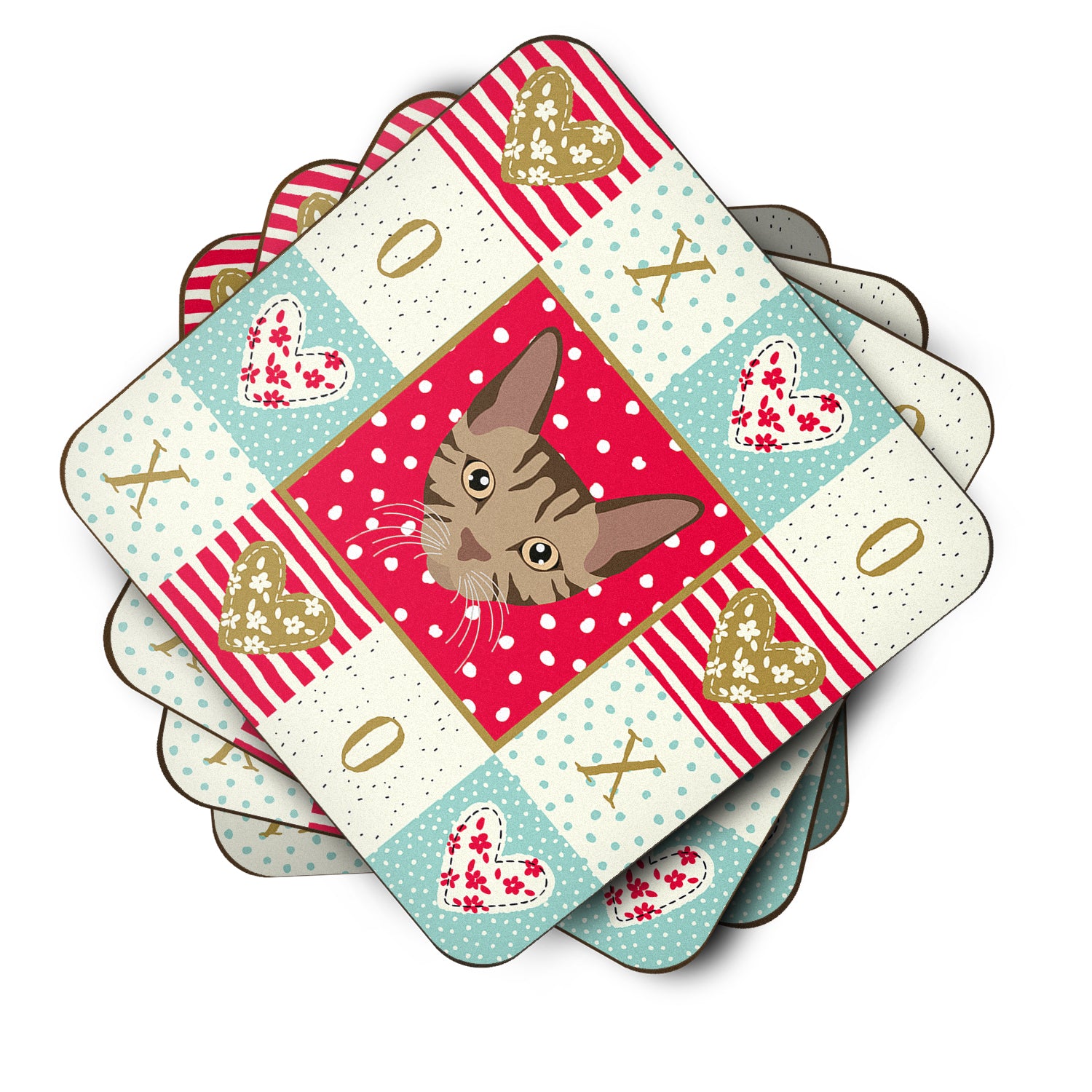 Set of 4 Sokoke Cat Love Foam Coasters Set of 4 CK5168FC - the-store.com