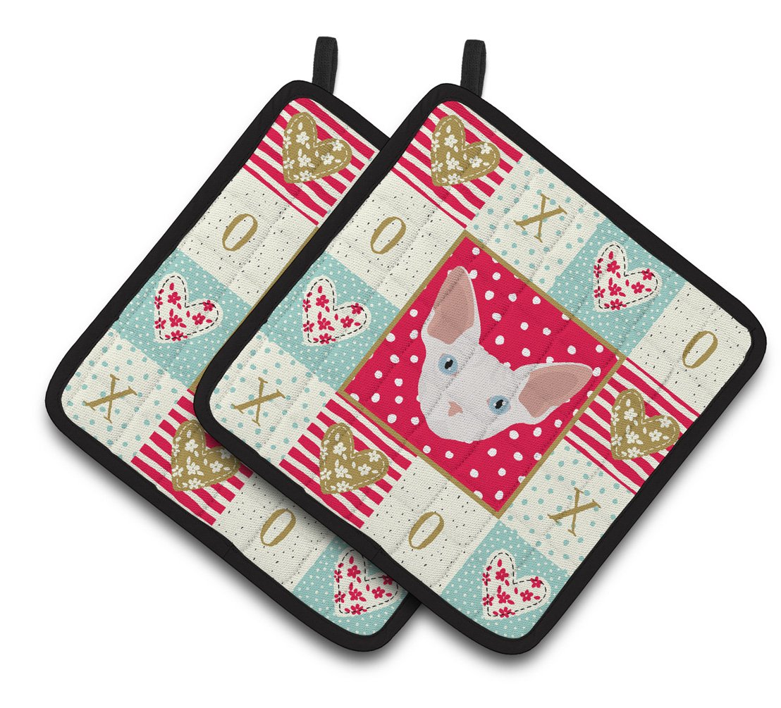 Sphynx Cat Love Pair of Pot Holders CK5170PTHD by Caroline's Treasures