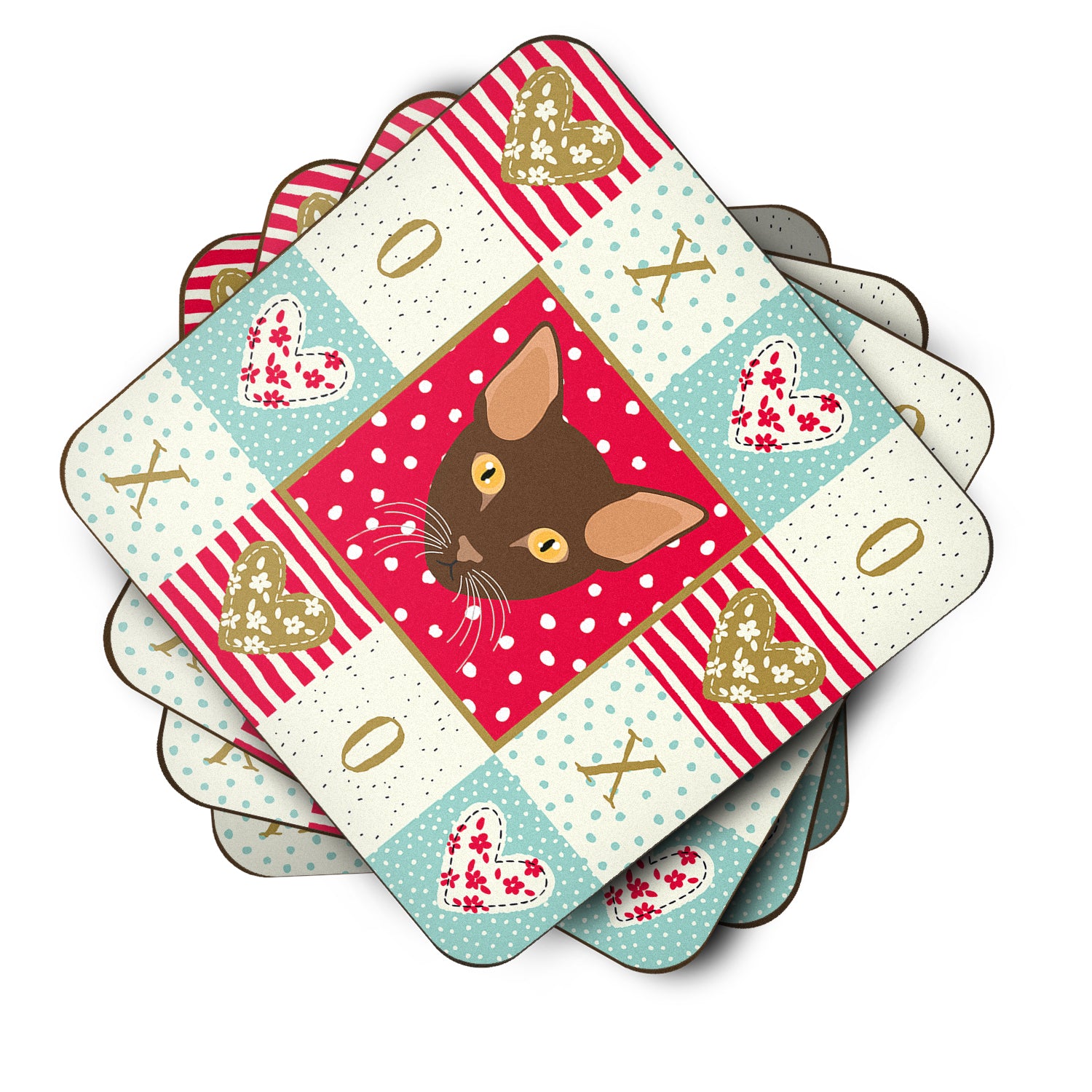 Set of 4 Suphalak Cat Love Foam Coasters Set of 4 CK5171FC - the-store.com