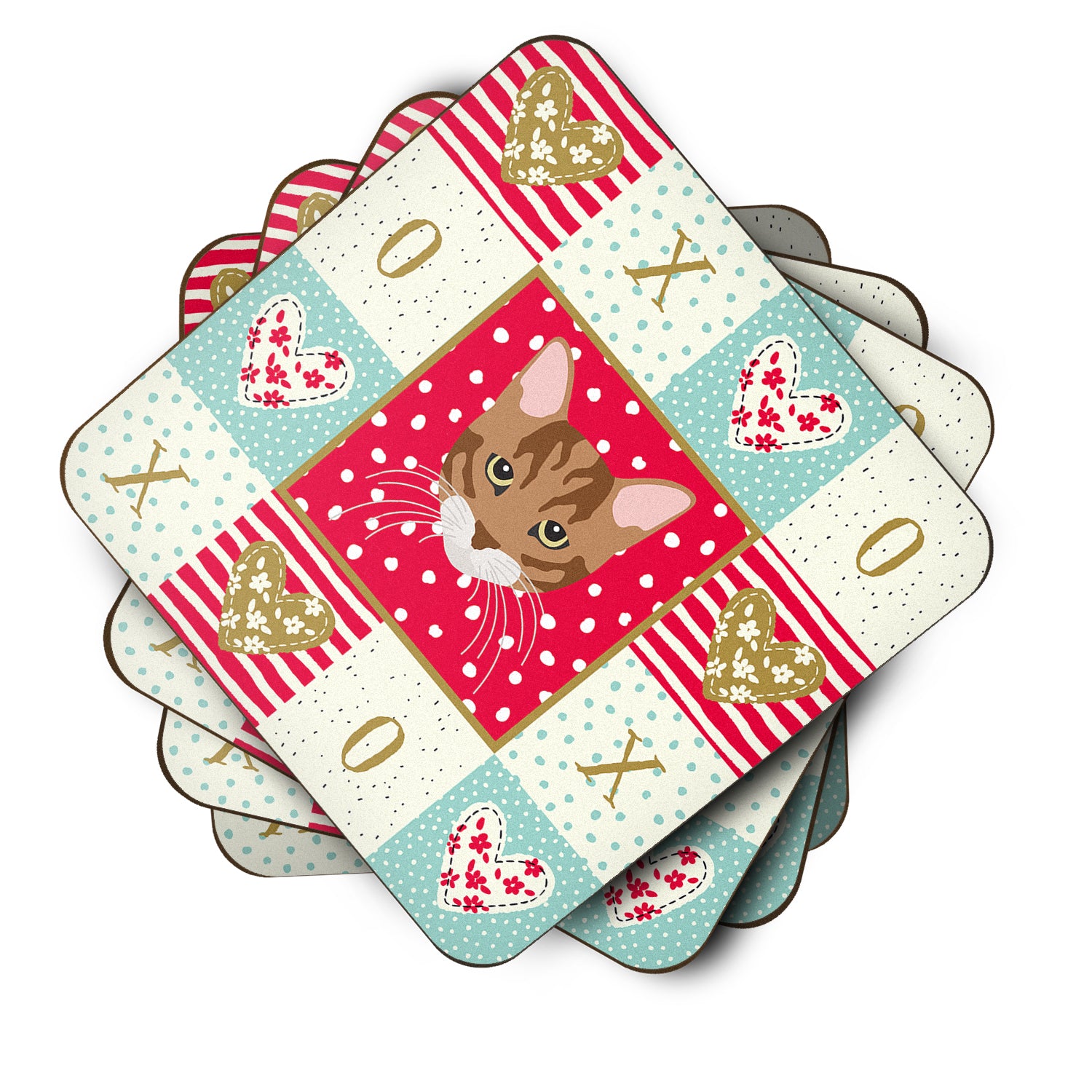 Set of 4 Toyger Cat Love Foam Coasters Set of 4 CK5174FC - the-store.com