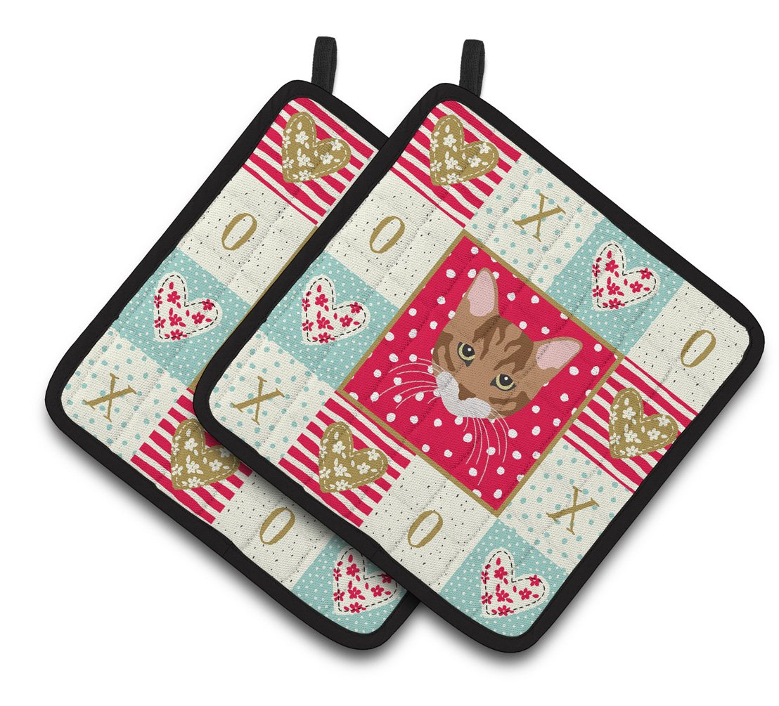 Toyger Cat Love Pair of Pot Holders CK5174PTHD by Caroline's Treasures