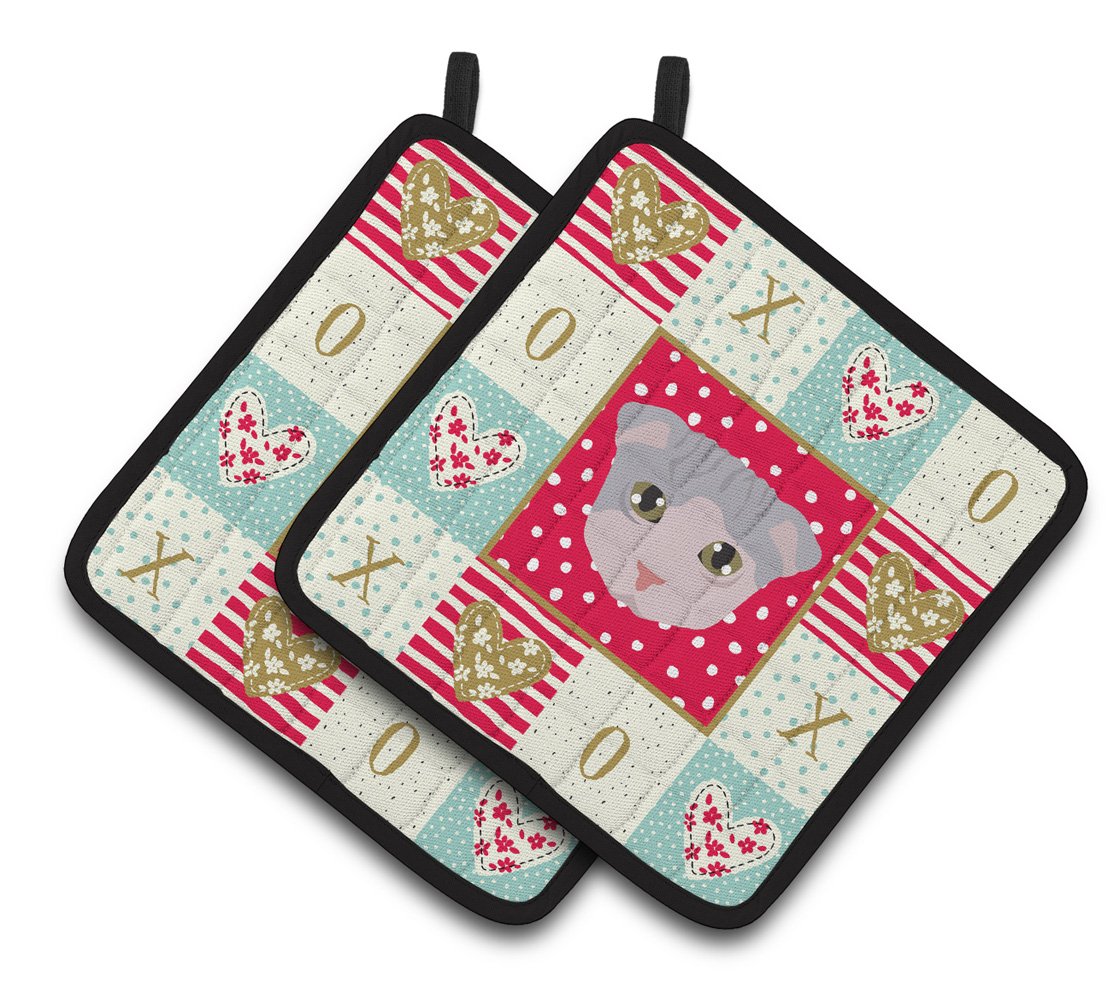 Ukrainian Levkoy Cat Love Pair of Pot Holders CK5177PTHD by Caroline's Treasures