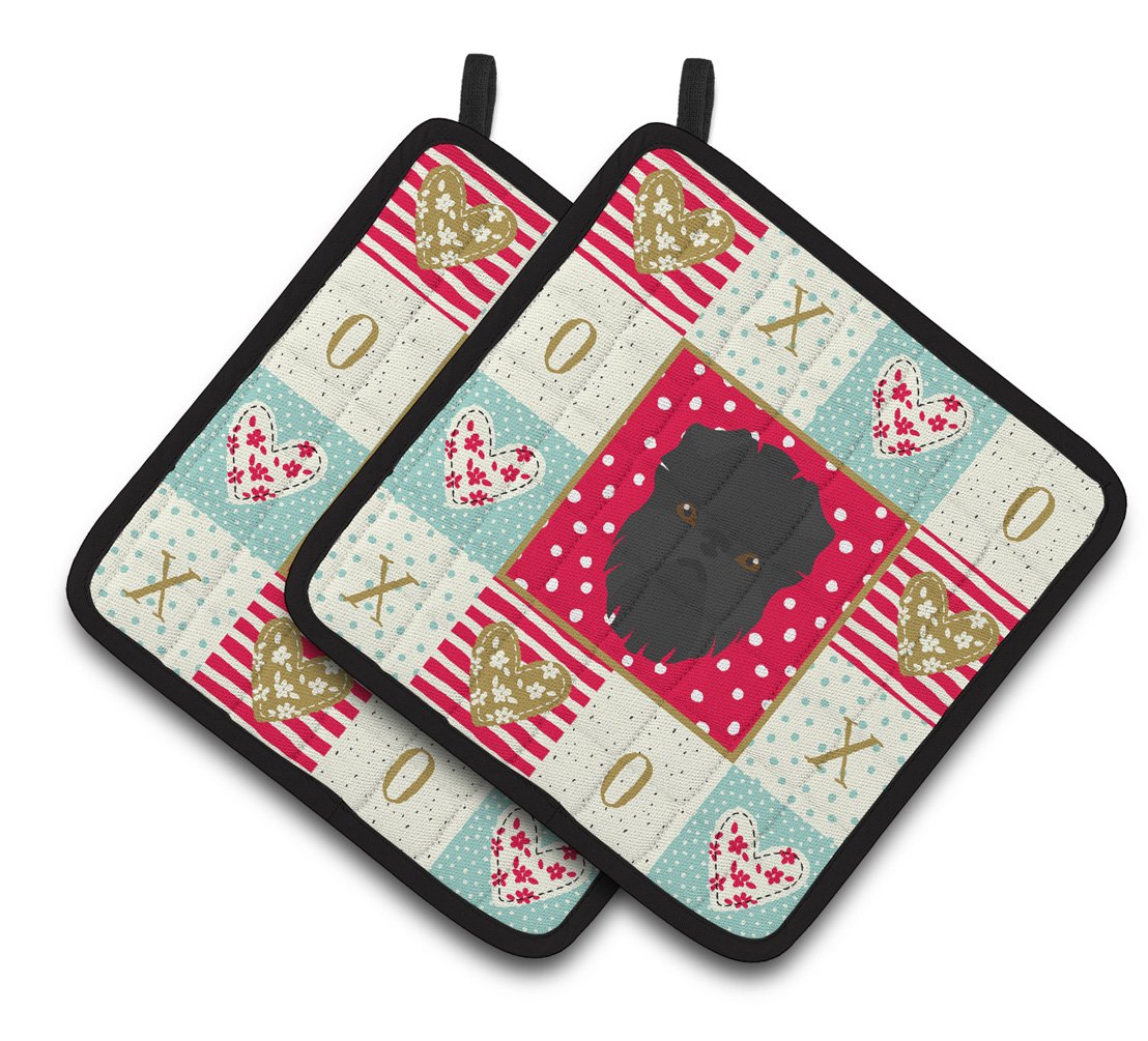 Affenpinscher Love Pair of Pot Holders CK5180PTHD by Caroline&#39;s Treasures