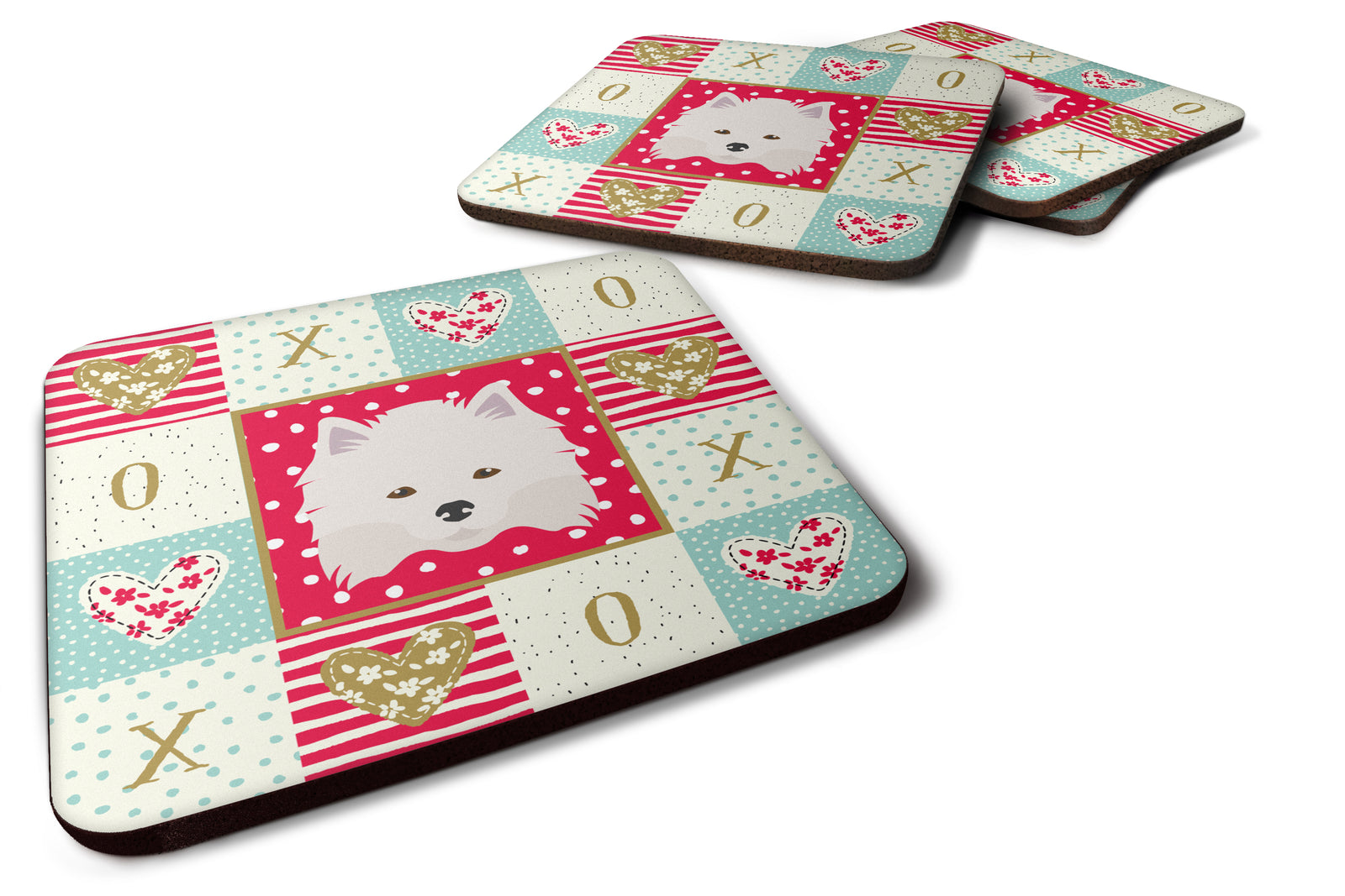 Set of 4 American Eskimo Love Foam Coasters Set of 4 CK5181FC - the-store.com