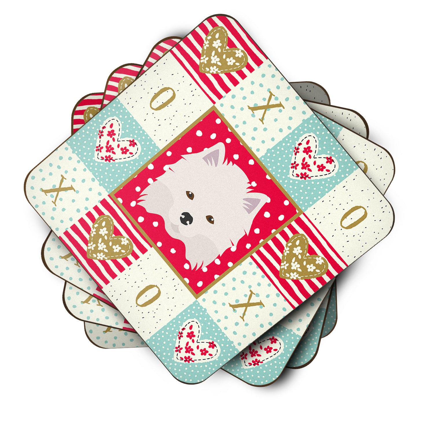 Set of 4 American Eskimo Love Foam Coasters Set of 4 CK5181FC - the-store.com