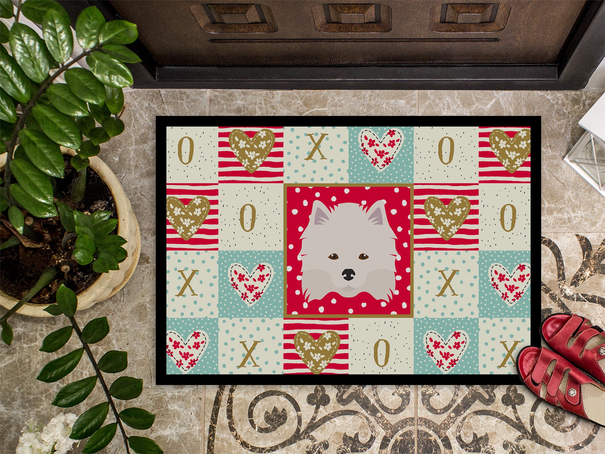 American Eskimo Love Indoor or Outdoor Mat 18x27 CK5181MAT - the-store.com