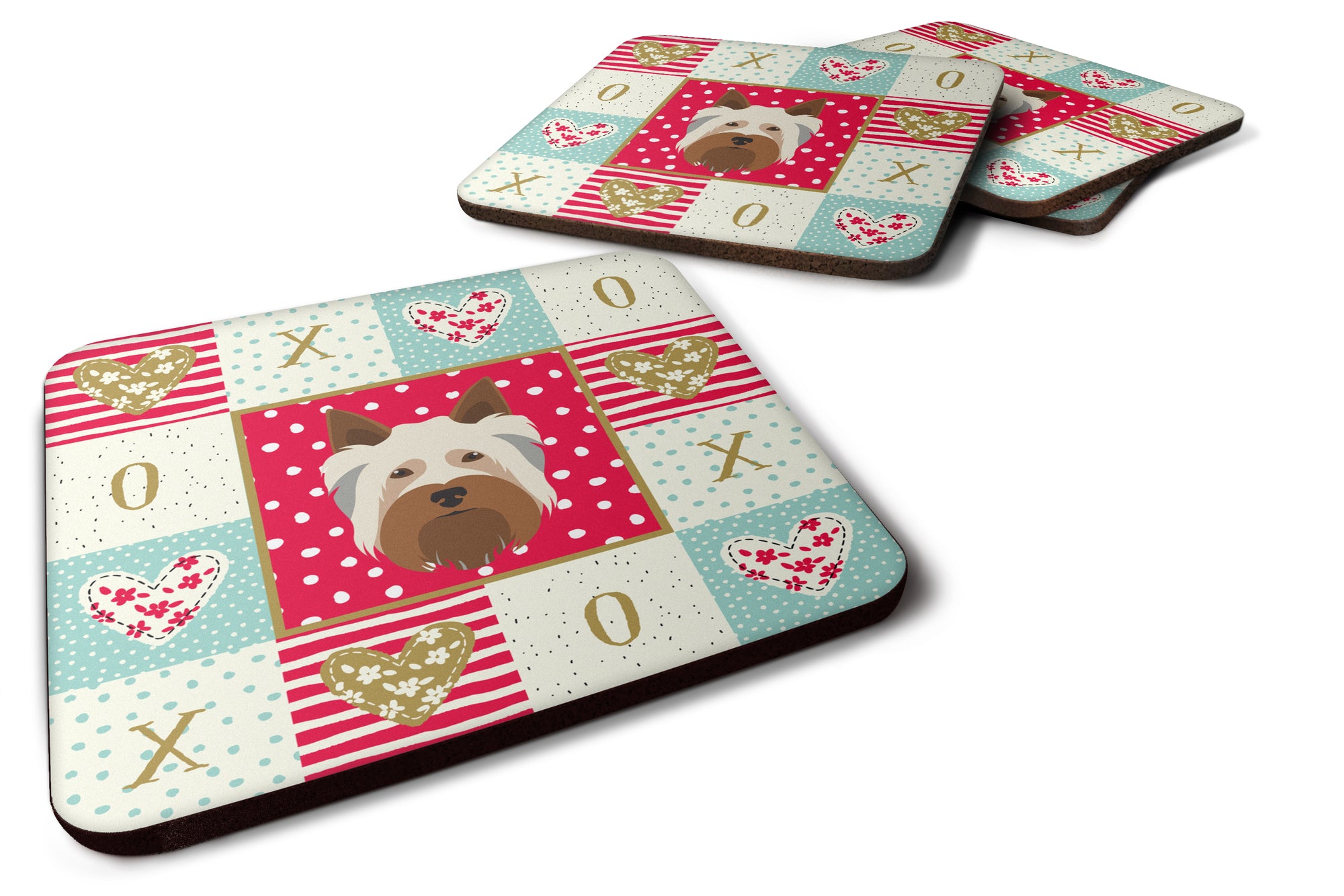 Set of 4 Australian Silky Terrier Love Foam Coasters Set of 4 CK5183FC - the-store.com