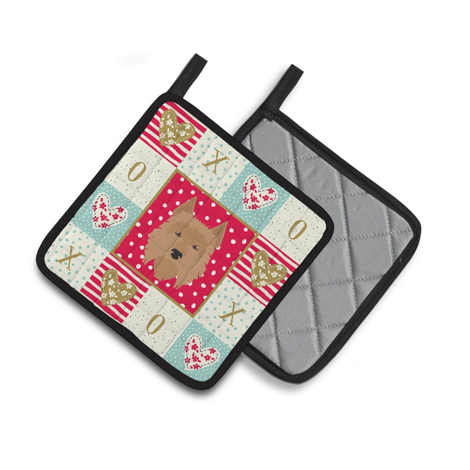 Australian Terrier Love Pair of Pot Holders CK5184PTHD by Caroline's Treasures