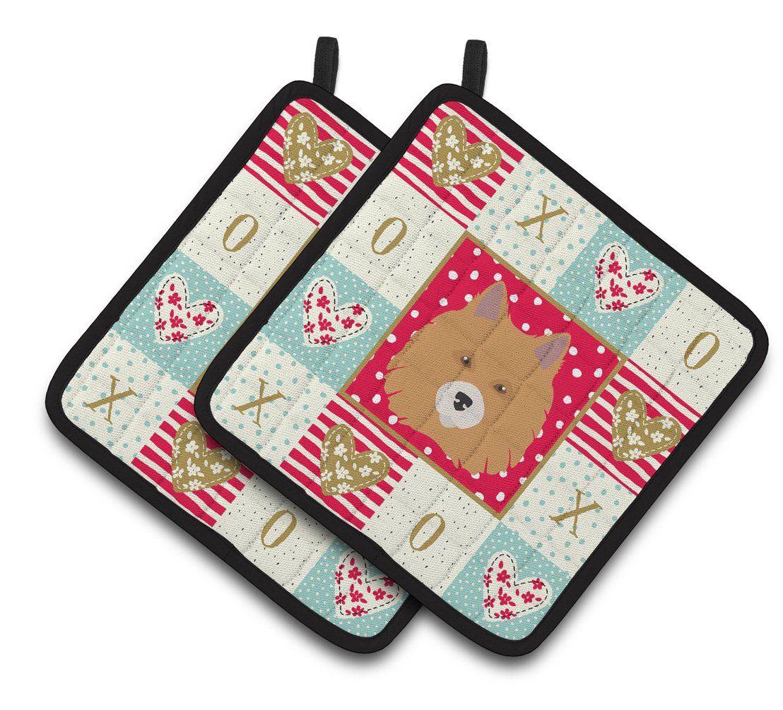 Elo Dog Love Pair of Pot Holders CK5196PTHD by Caroline&#39;s Treasures