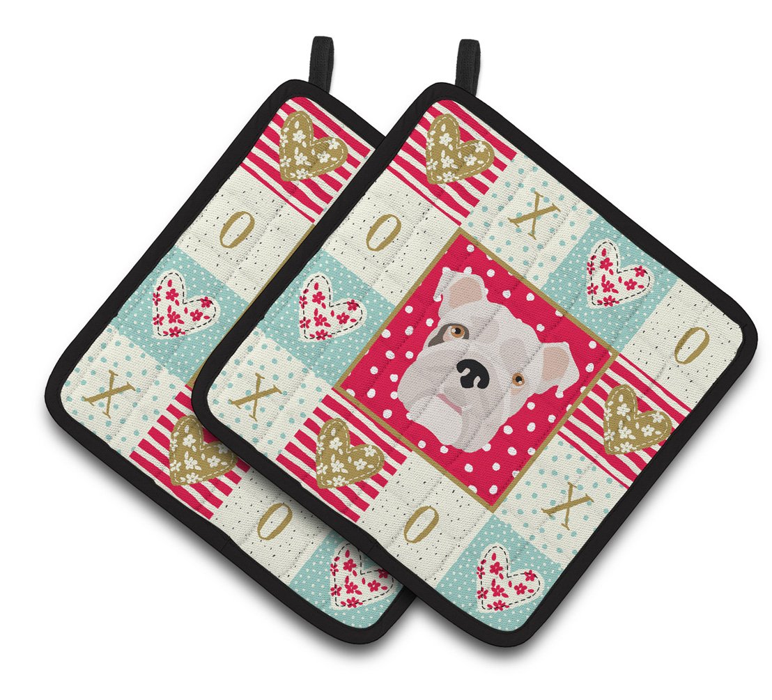 English Bulldog Love Pair of Pot Holders CK5197PTHD by Caroline's Treasures