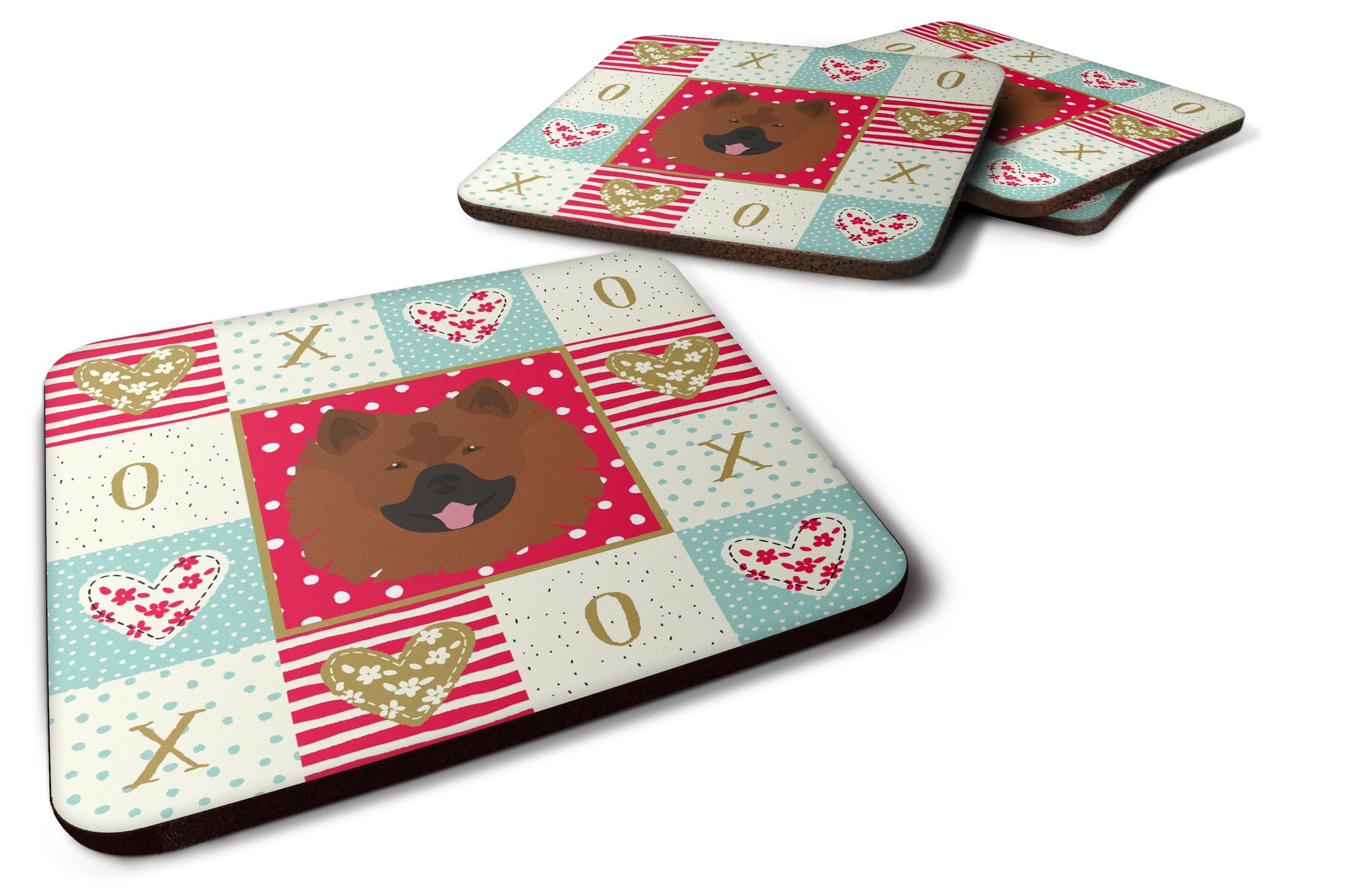 Set of 4 Eurasier Love Foam Coasters Set of 4 CK5199FC - the-store.com