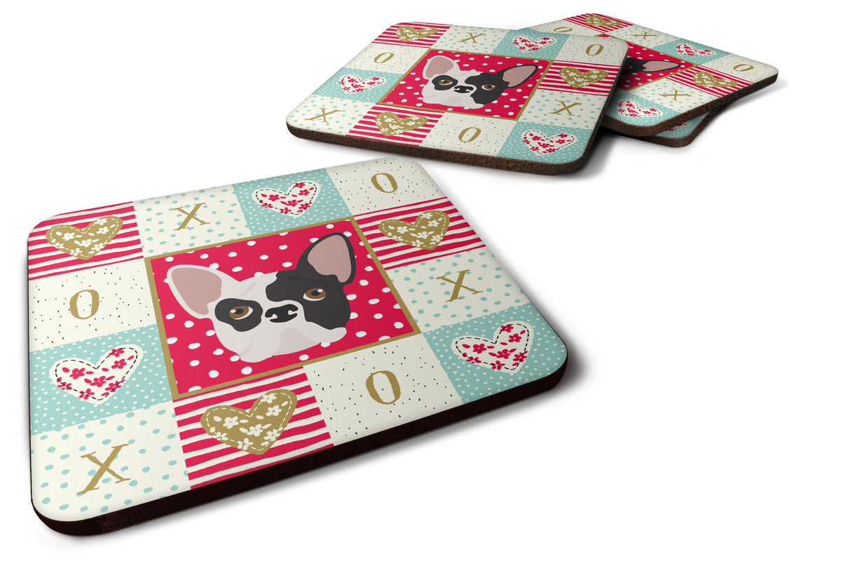 Set of 4 French Bulldog Love Foam Coasters Set of 4 CK5200FC - the-store.com