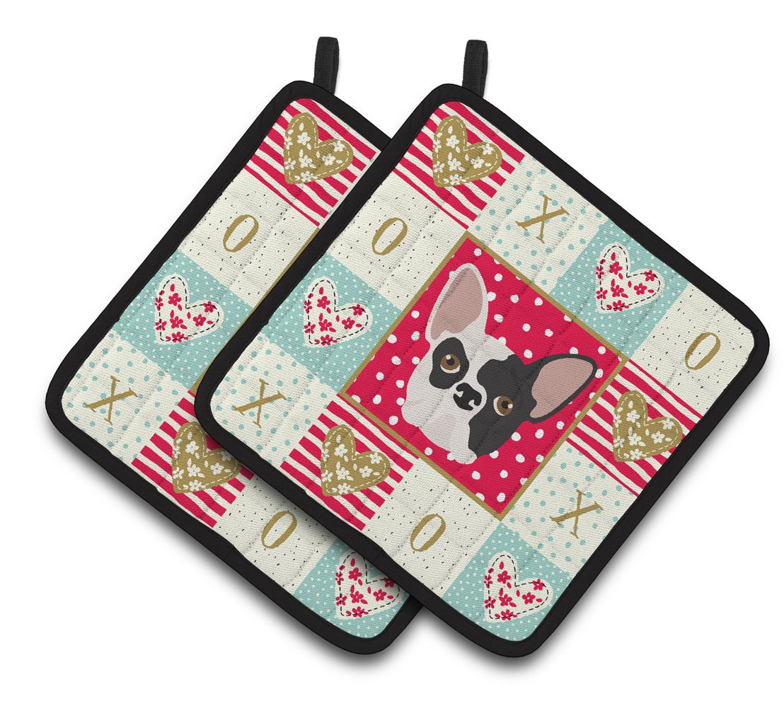 French Bulldog Love Pair of Pot Holders CK5200PTHD by Caroline&#39;s Treasures