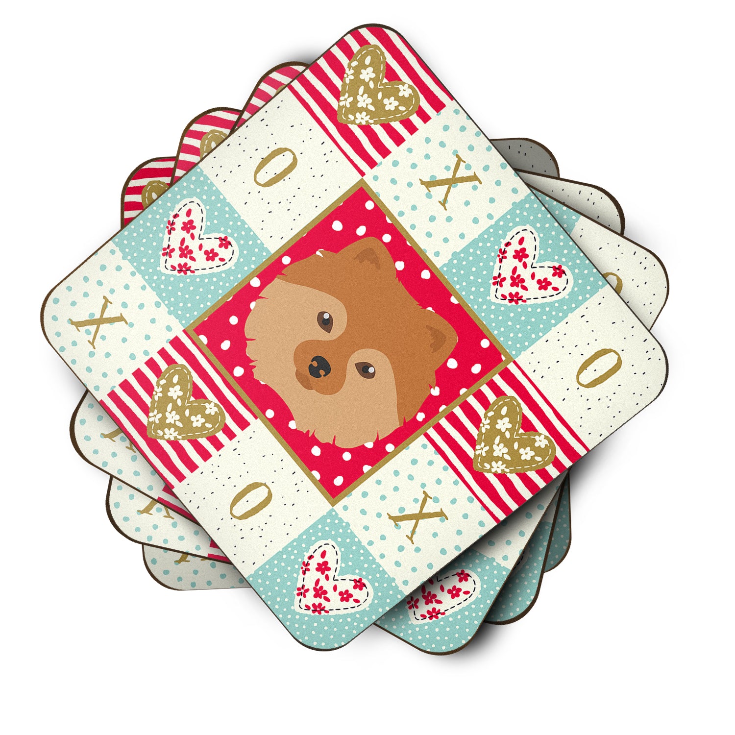 Set of 4 German Spitz Love Foam Coasters Set of 4 CK5201FC - the-store.com