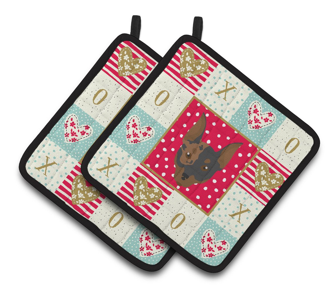 Harlequin Pinscher #2 Love Pair of Pot Holders CK5204PTHD by Caroline's Treasures