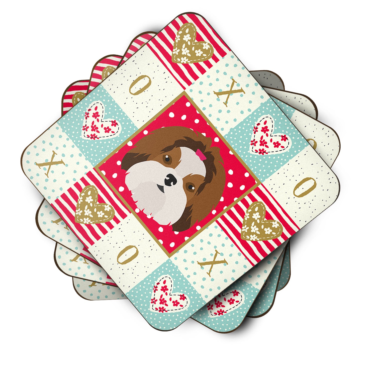 Set of 4 Imperial Shih Tzu Love Foam Coasters Set of 4 CK5206FC - the-store.com