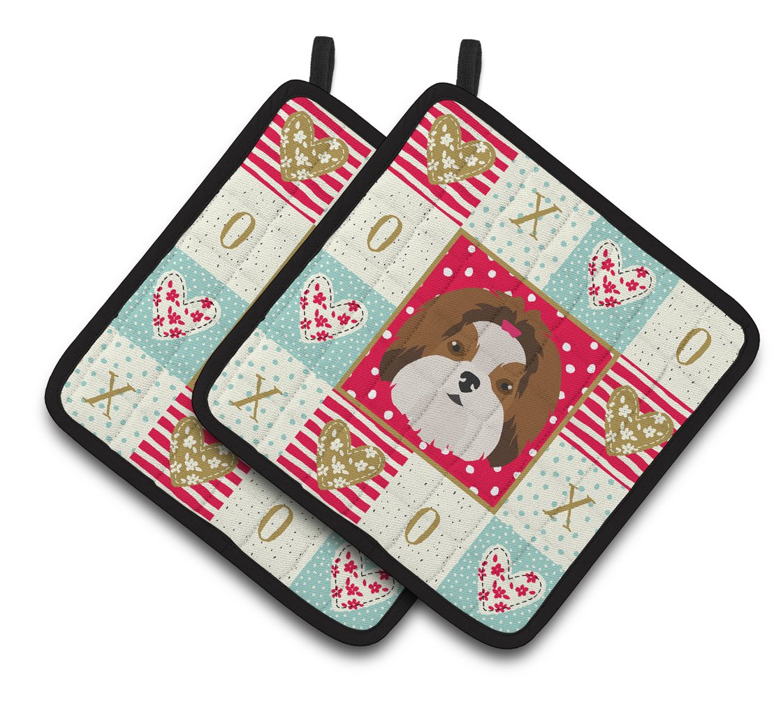 Imperial Shih Tzu Love Pair of Pot Holders CK5206PTHD by Caroline&#39;s Treasures