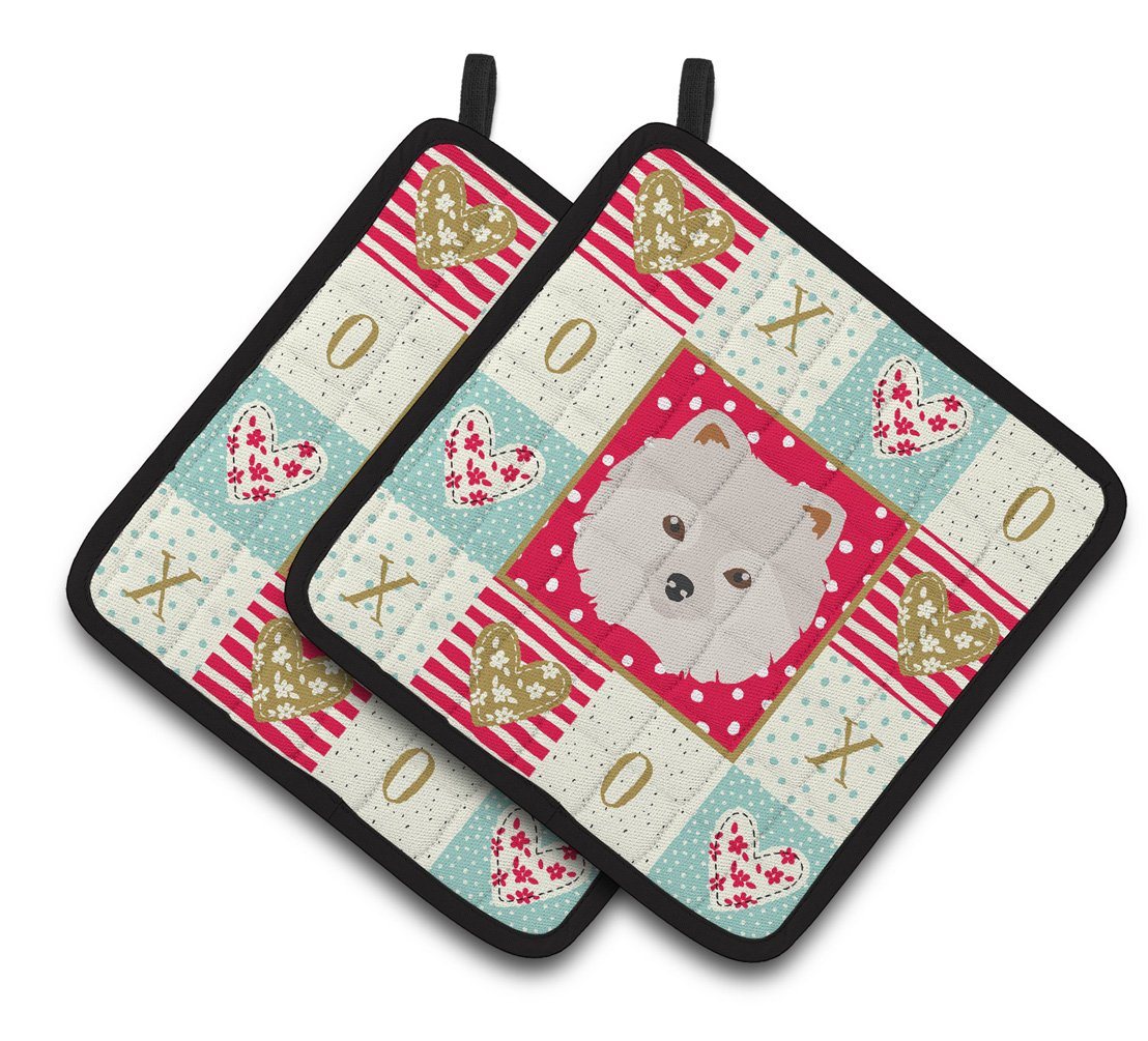 Japanese Spitz Love Pair of Pot Holders CK5210PTHD by Caroline's Treasures