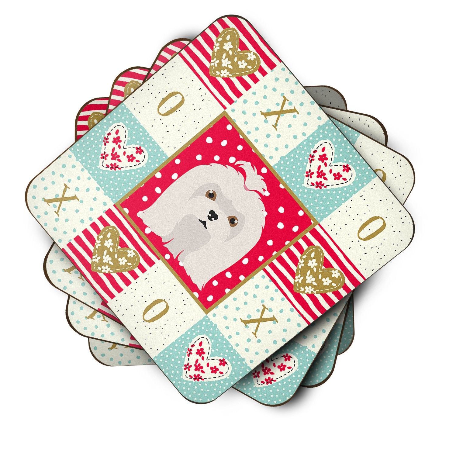 Set of 4 Maltese Love Foam Coasters Set of 4 CK5217FC by Caroline's Treasures