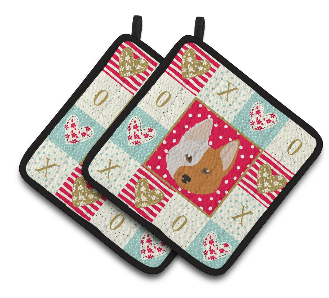 Nordic Spitz Love Pair of Pot Holders CK5222PTHD by Caroline&#39;s Treasures