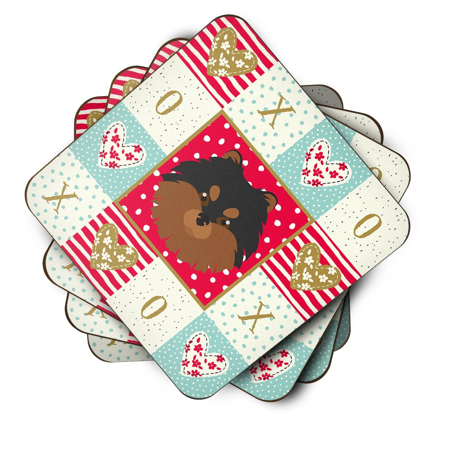 Set of 4 Pomeranian Love Foam Coasters Set of 4 CK5228FC by Caroline's Treasures