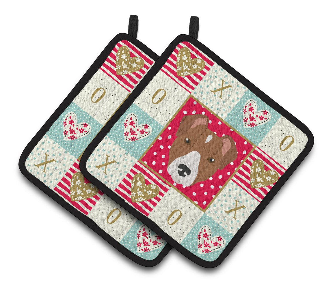 Rat Terrier Love Pair of Pot Holders CK5232PTHD by Caroline's Treasures