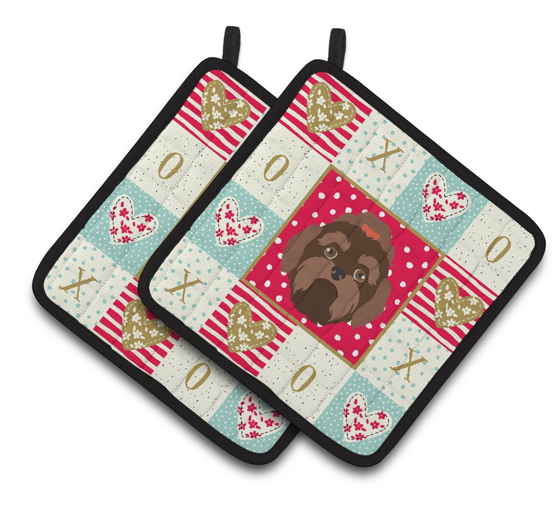 Russian Lapdog Love Pair of Pot Holders CK5233PTHD by Caroline&#39;s Treasures