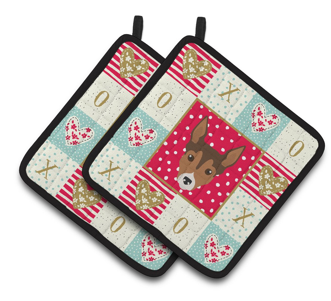 Tenterfield Terrier Love Pair of Pot Holders CK5239PTHD by Caroline's Treasures