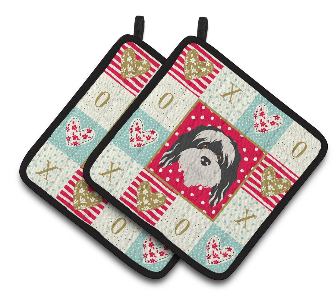 Tibetan Terrier Love Pair of Pot Holders CK5241PTHD by Caroline's Treasures