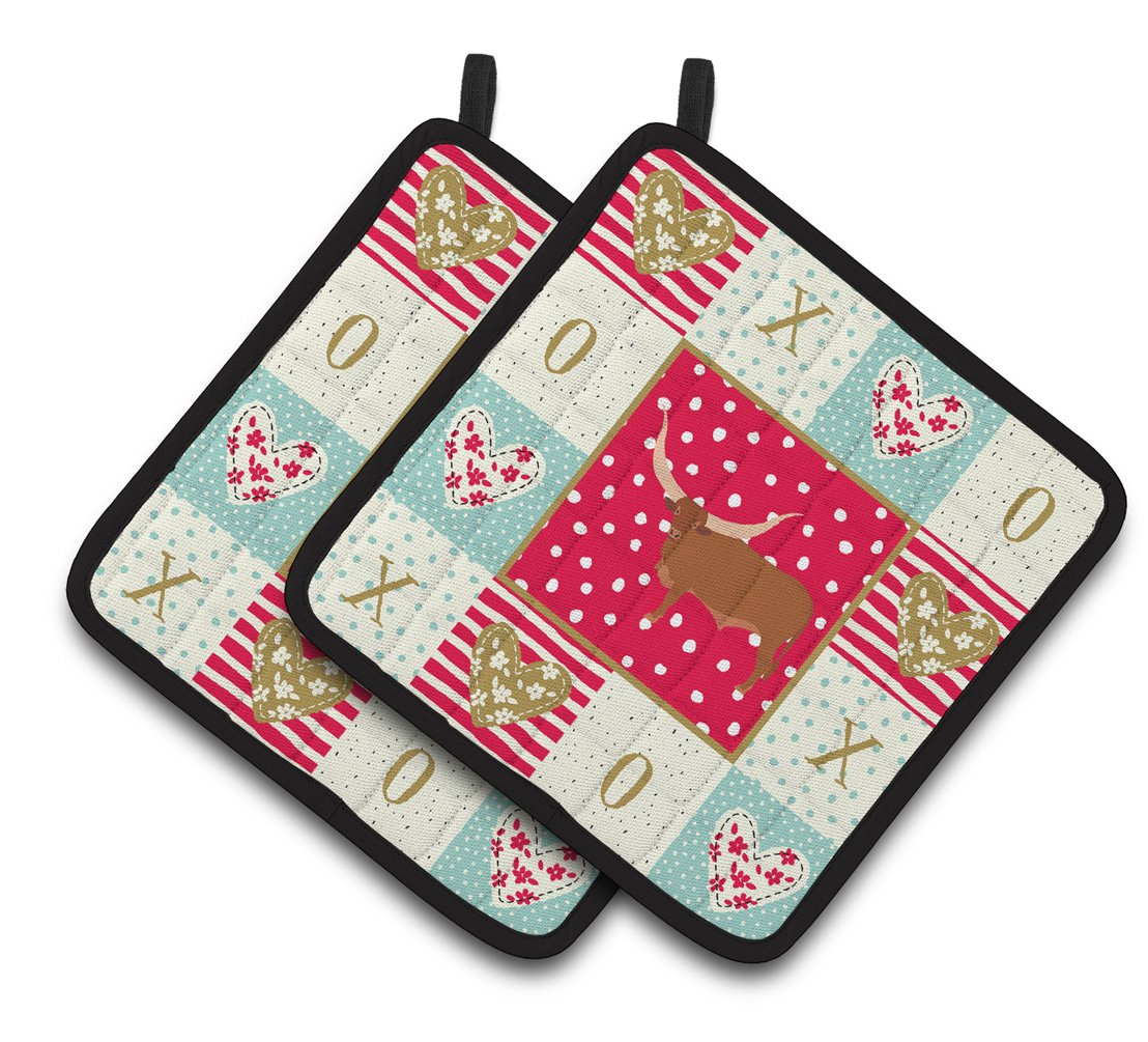 Ankole-Watusu Cow Love Pair of Pot Holders CK5250PTHD by Caroline's Treasures