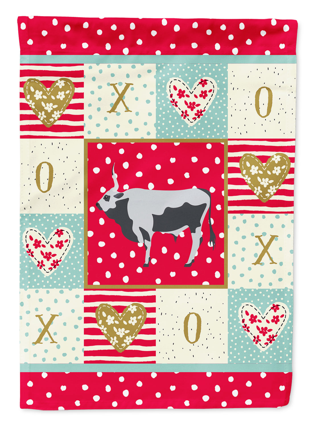 Hungarian Grey Steppe Cow Love Flag Garden Size CK5251GF  the-store.com.