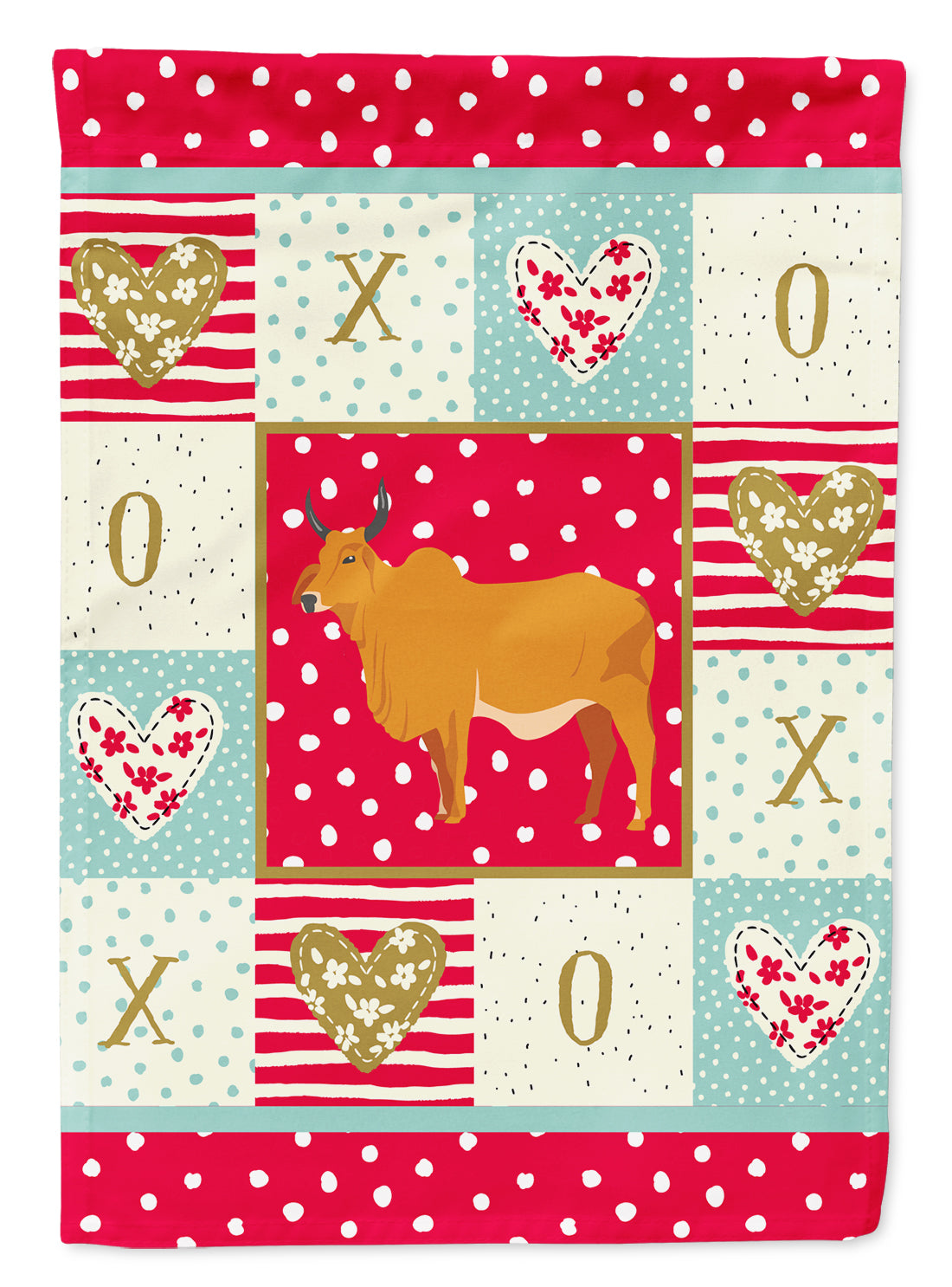 Zebu Indicine Cow Love Flag Canvas House Size CK5252CHF  the-store.com.