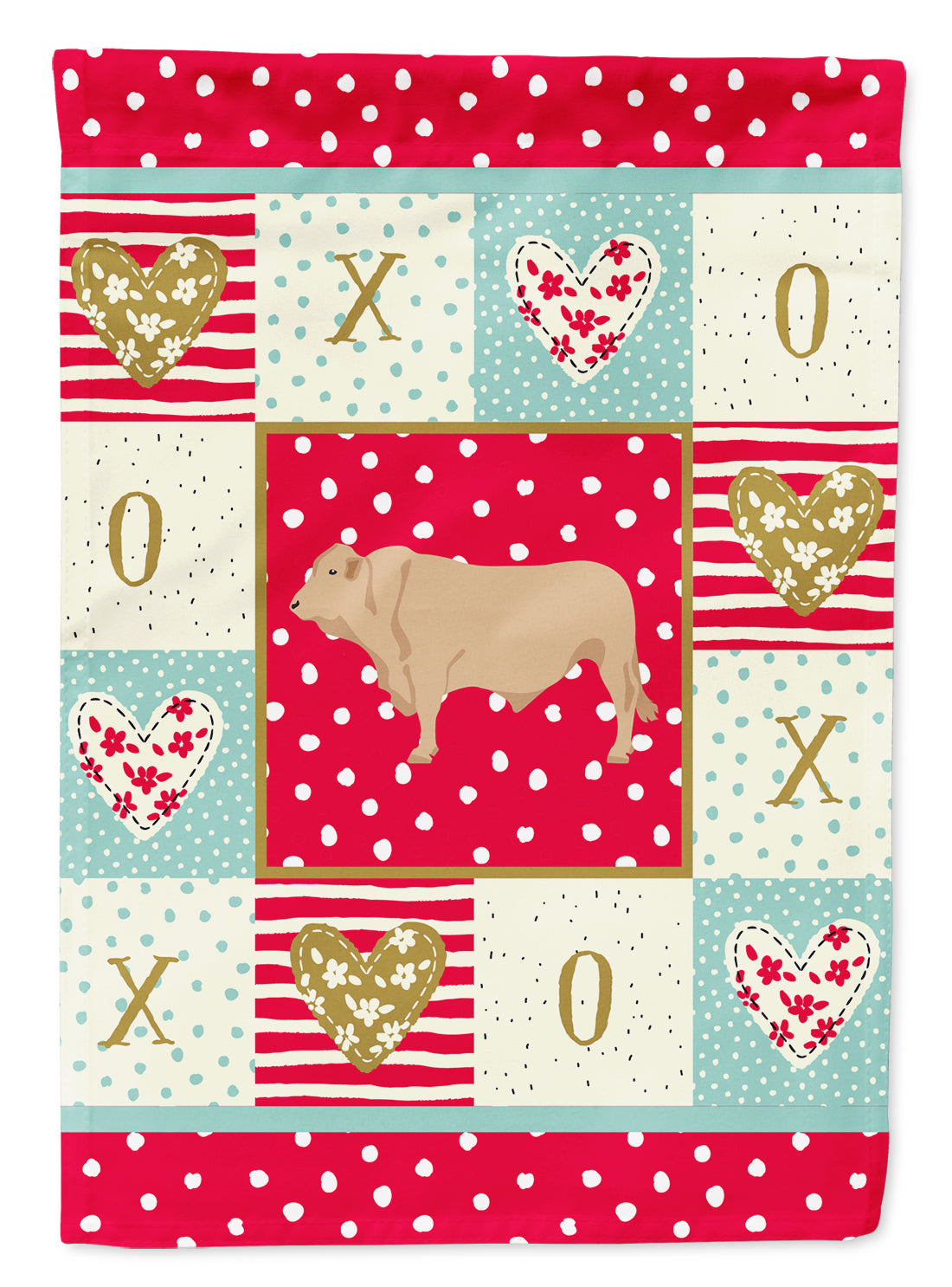 Charolais Cow Love Flag Canvas House Size CK5253CHF  the-store.com.