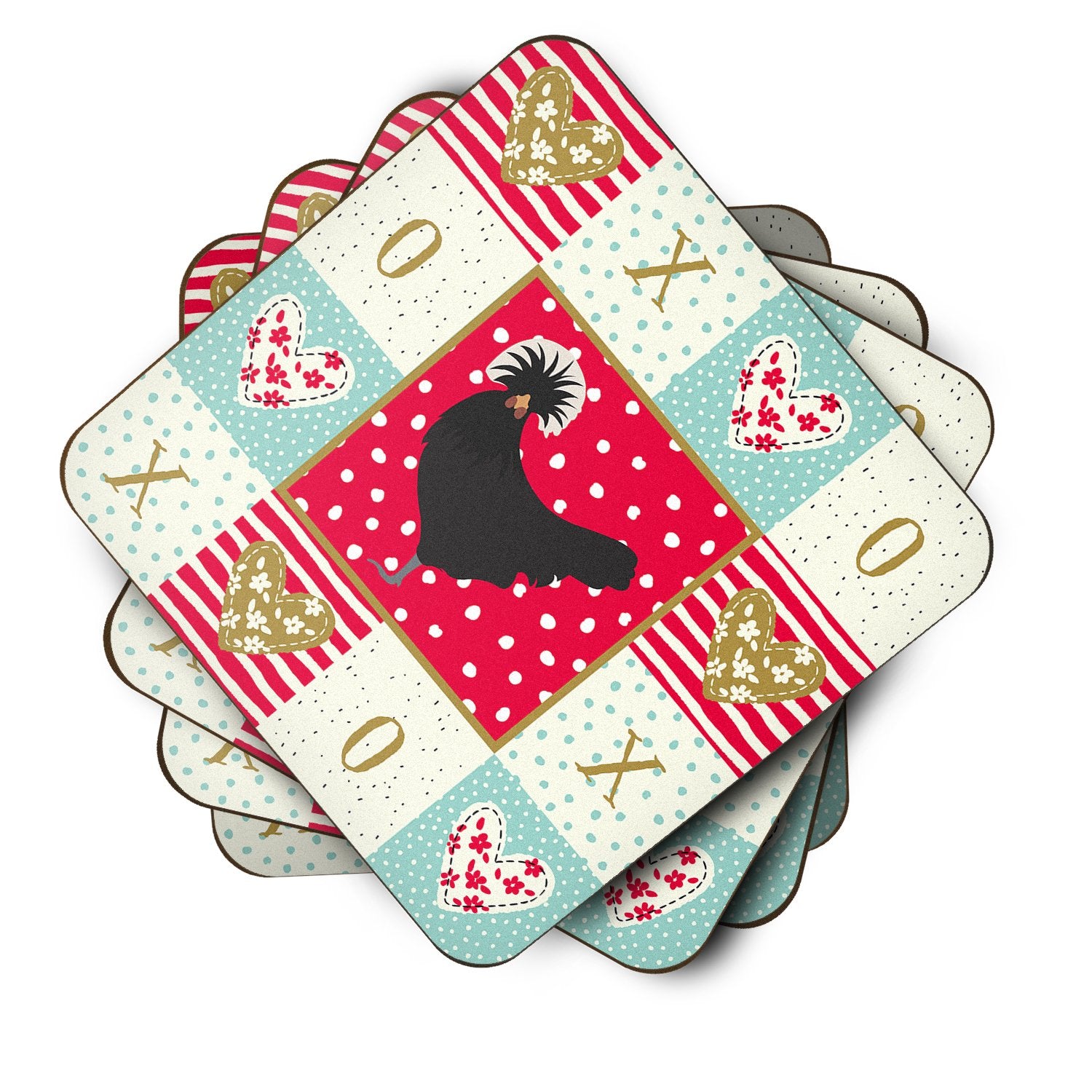 Set of 4 Polish Poland Chicken Love Foam Coasters Set of 4 CK5261FC by Caroline's Treasures