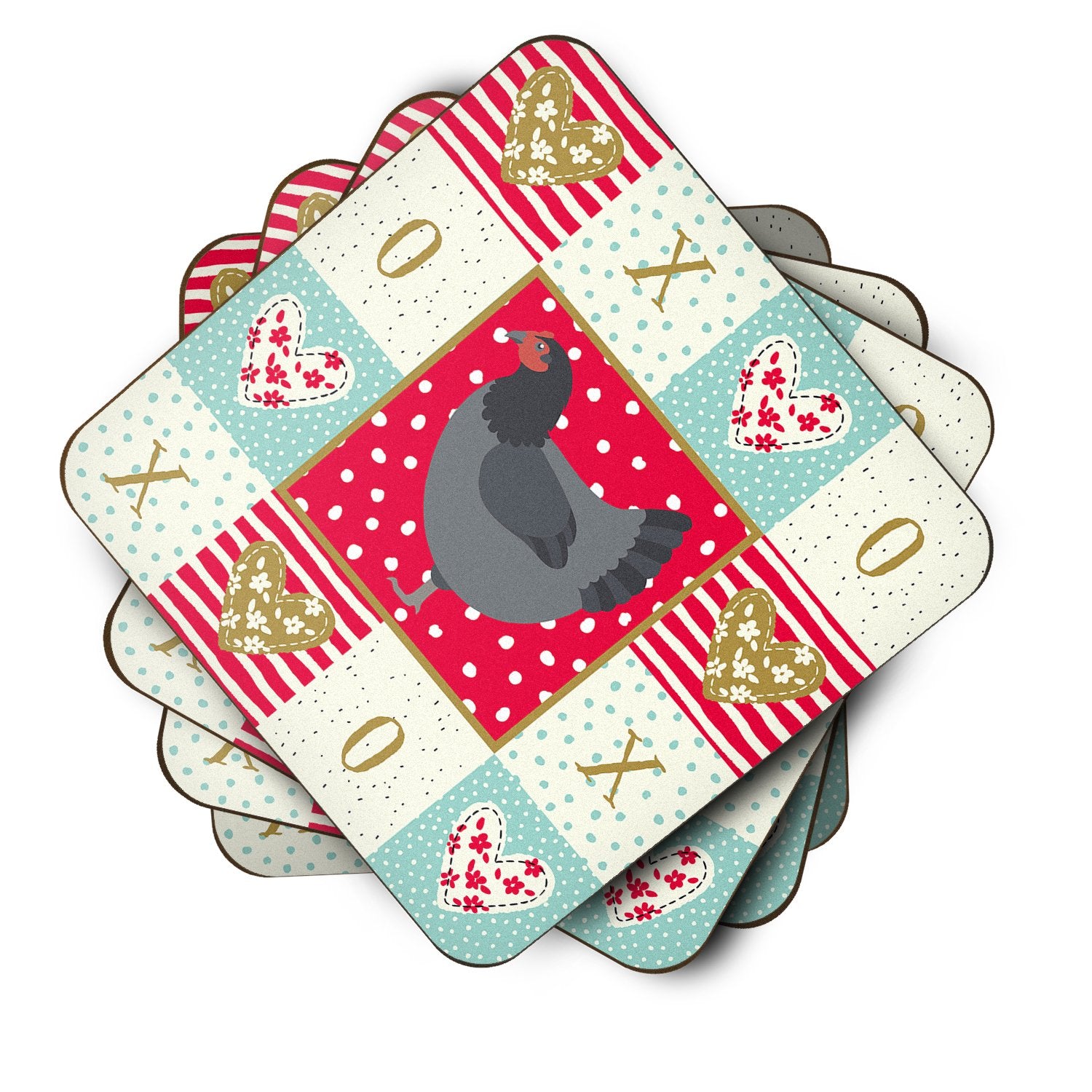 Set of 4 Jersey Giant Chicken Love Foam Coasters Set of 4 CK5262FC by Caroline's Treasures