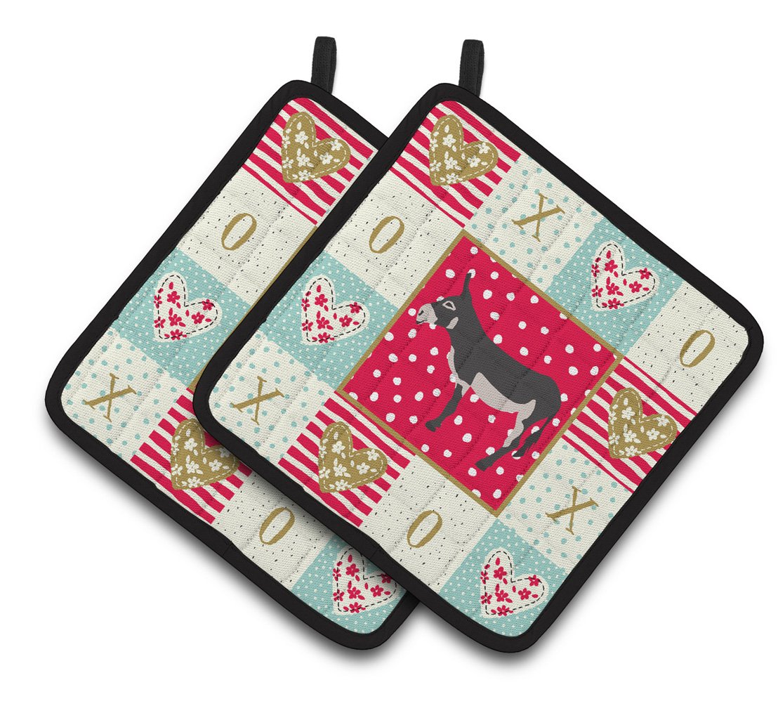 American Mammoth Jack Donkey Love Pair of Pot Holders CK5271PTHD by Caroline's Treasures