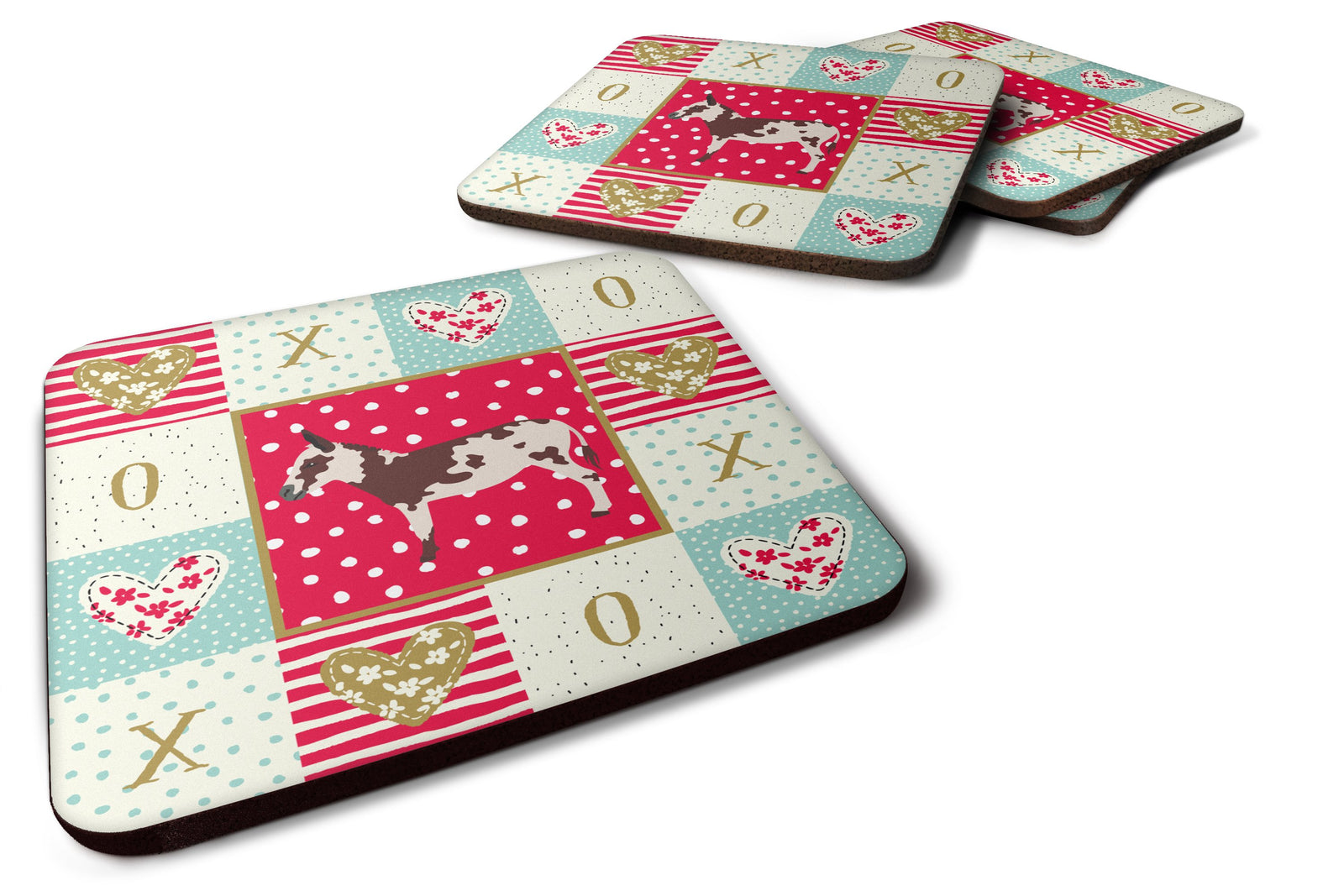 Set of 4 American Spotted Donkey Love Foam Coasters Set of 4 CK5278FC by Caroline's Treasures