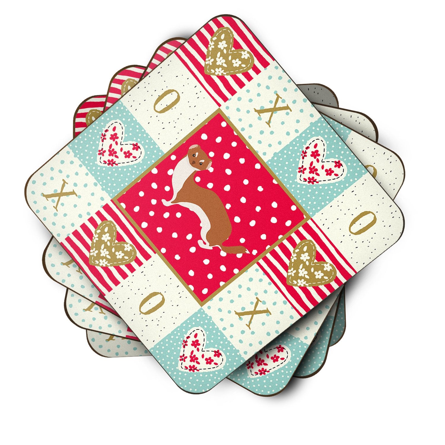 Set of 4 Weasel Love Foam Coasters Set of 4 CK5297FC by Caroline's Treasures