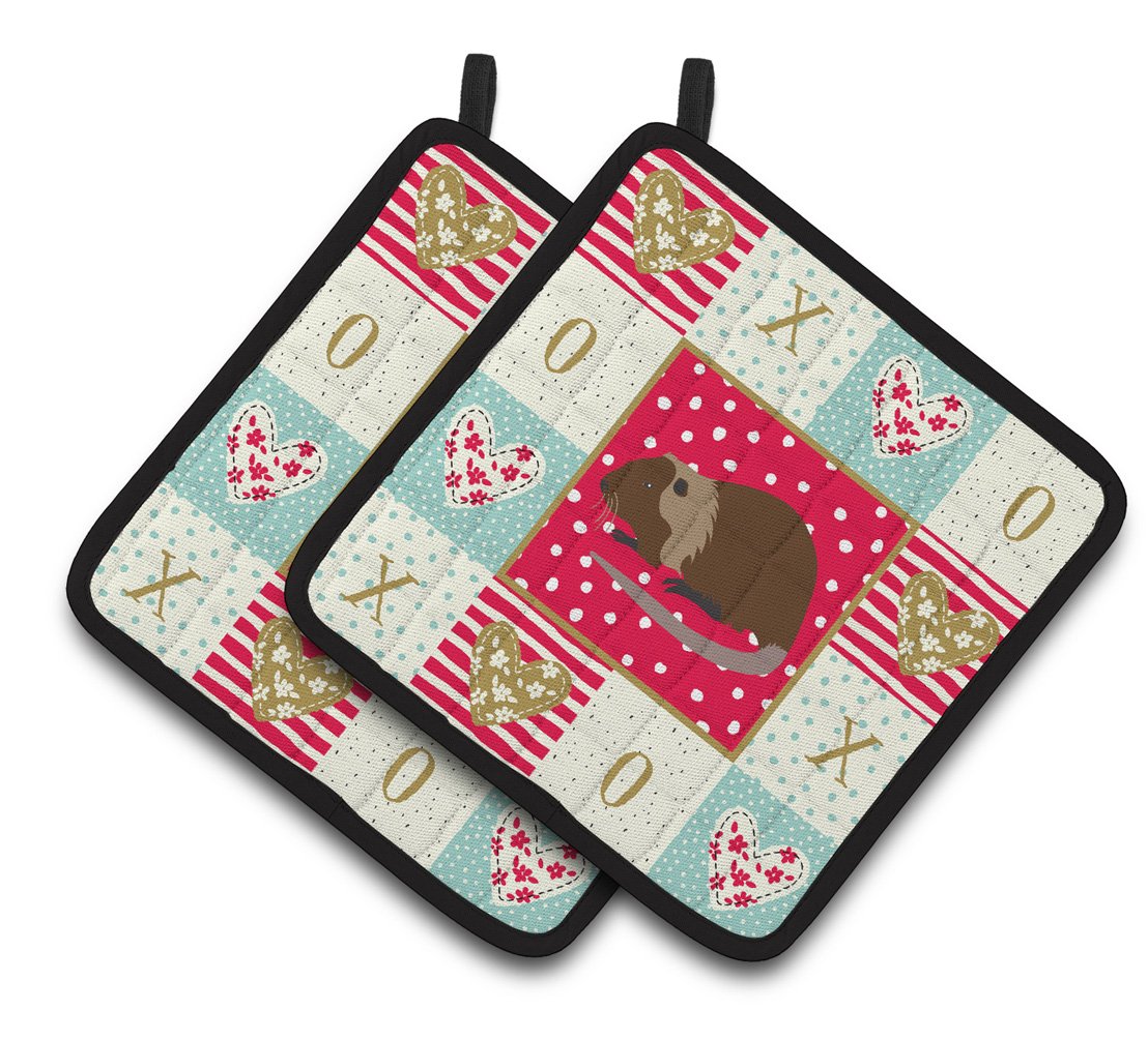 Coypu Nutria River Rat Love Pair of Pot Holders CK5306PTHD by Caroline's Treasures