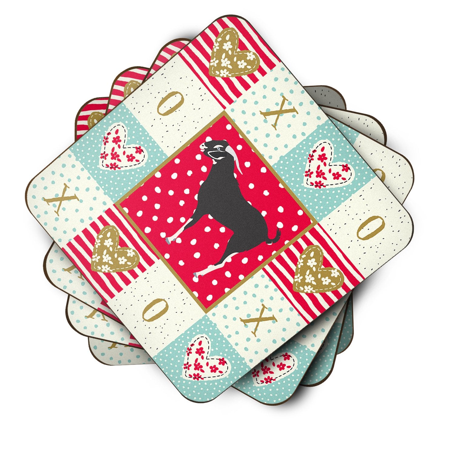 Set of 4 Black Bengal Goat Love Foam Coasters Set of 4 CK5311FC by Caroline's Treasures