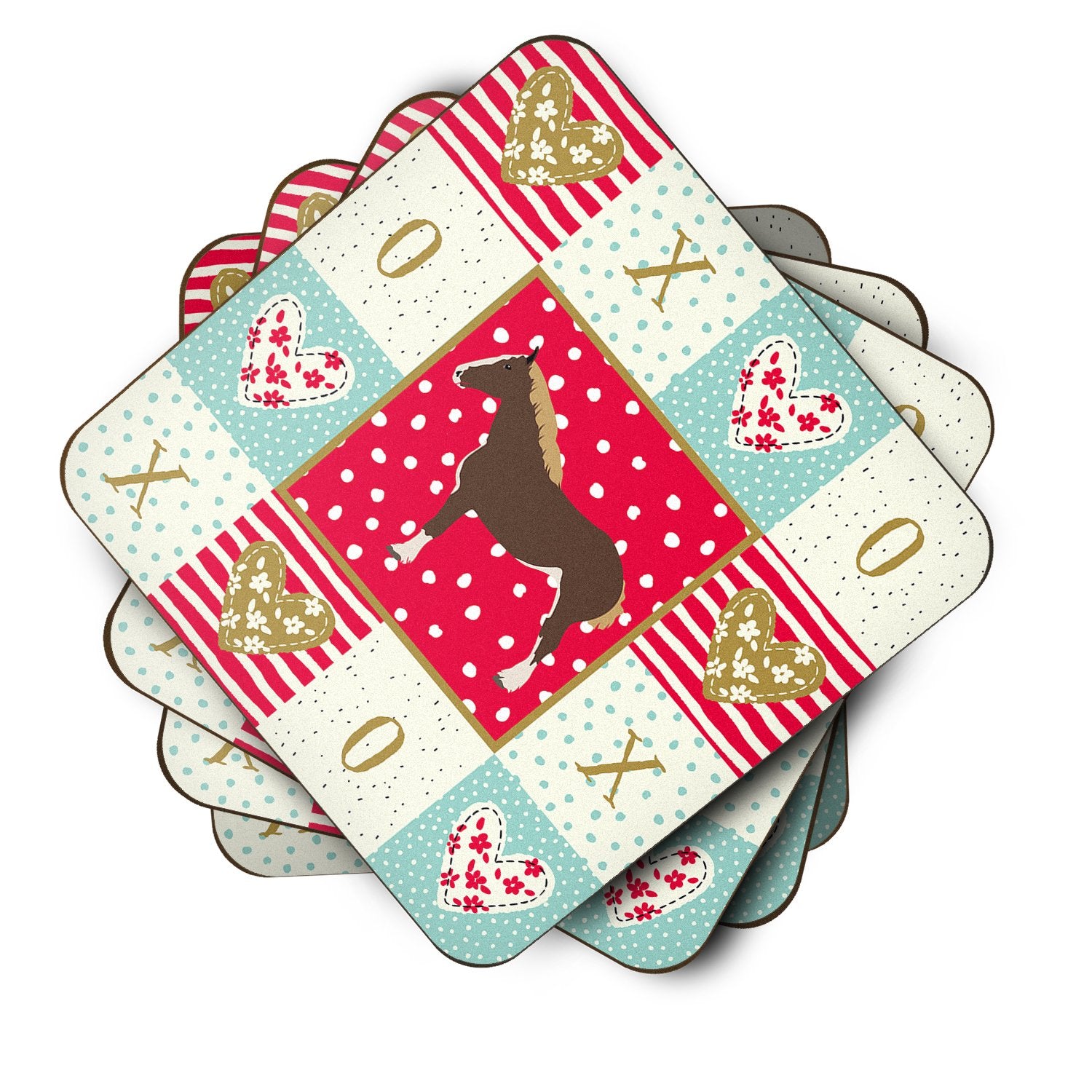 Set of 4 Percheron Horse Love Foam Coasters Set of 4 CK5333FC by Caroline's Treasures