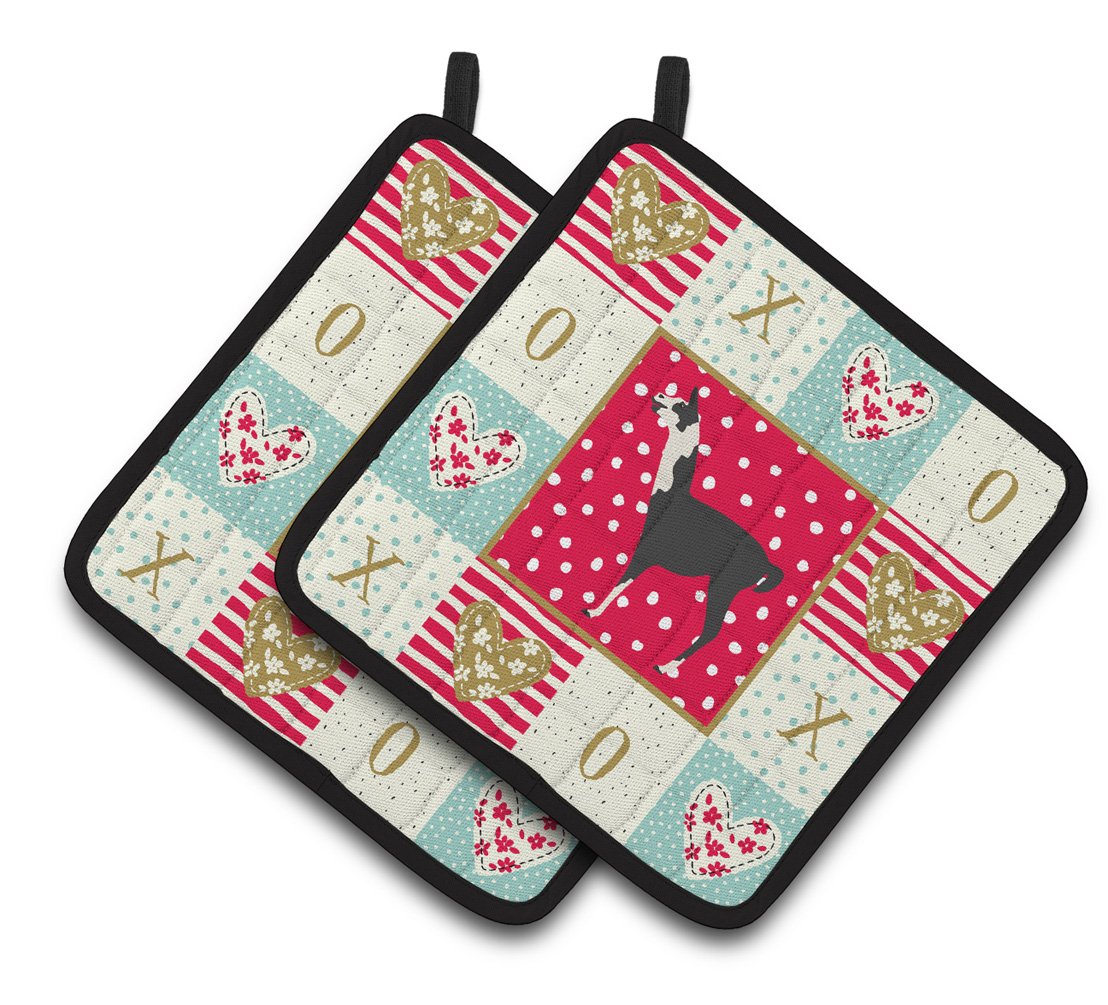 Llama Q' Ara Love Pair of Pot Holders CK5345PTHD by Caroline's Treasures