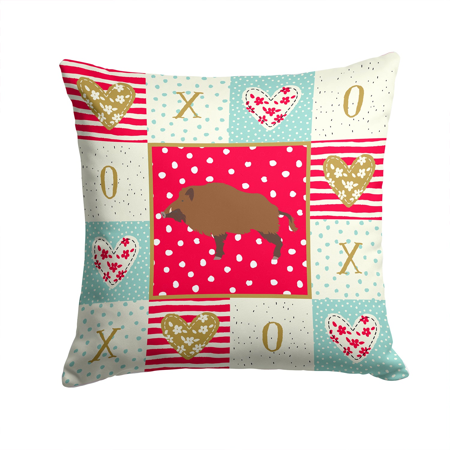 Wild Boar Pig Love Fabric Decorative Pillow CK5363PW1414 - the-store.com