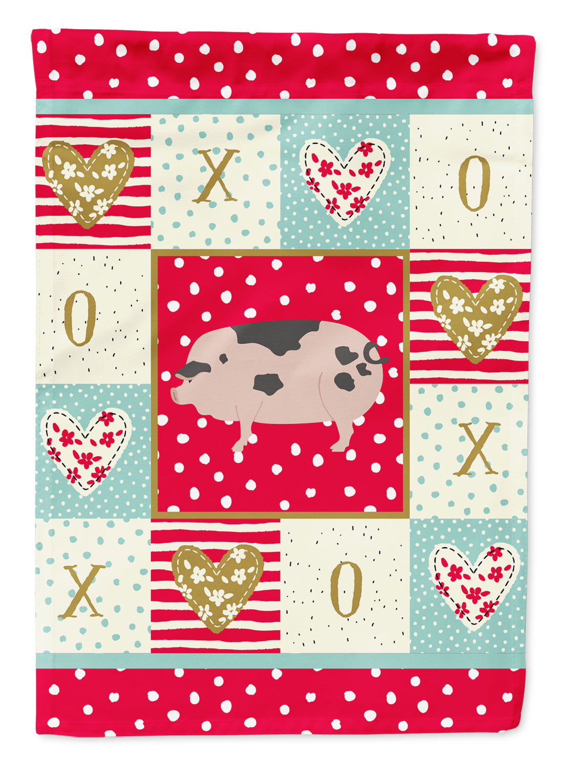 Gloucester Old Spot Pig Love Flag Canvas House Size CK5367CHF  the-store.com.