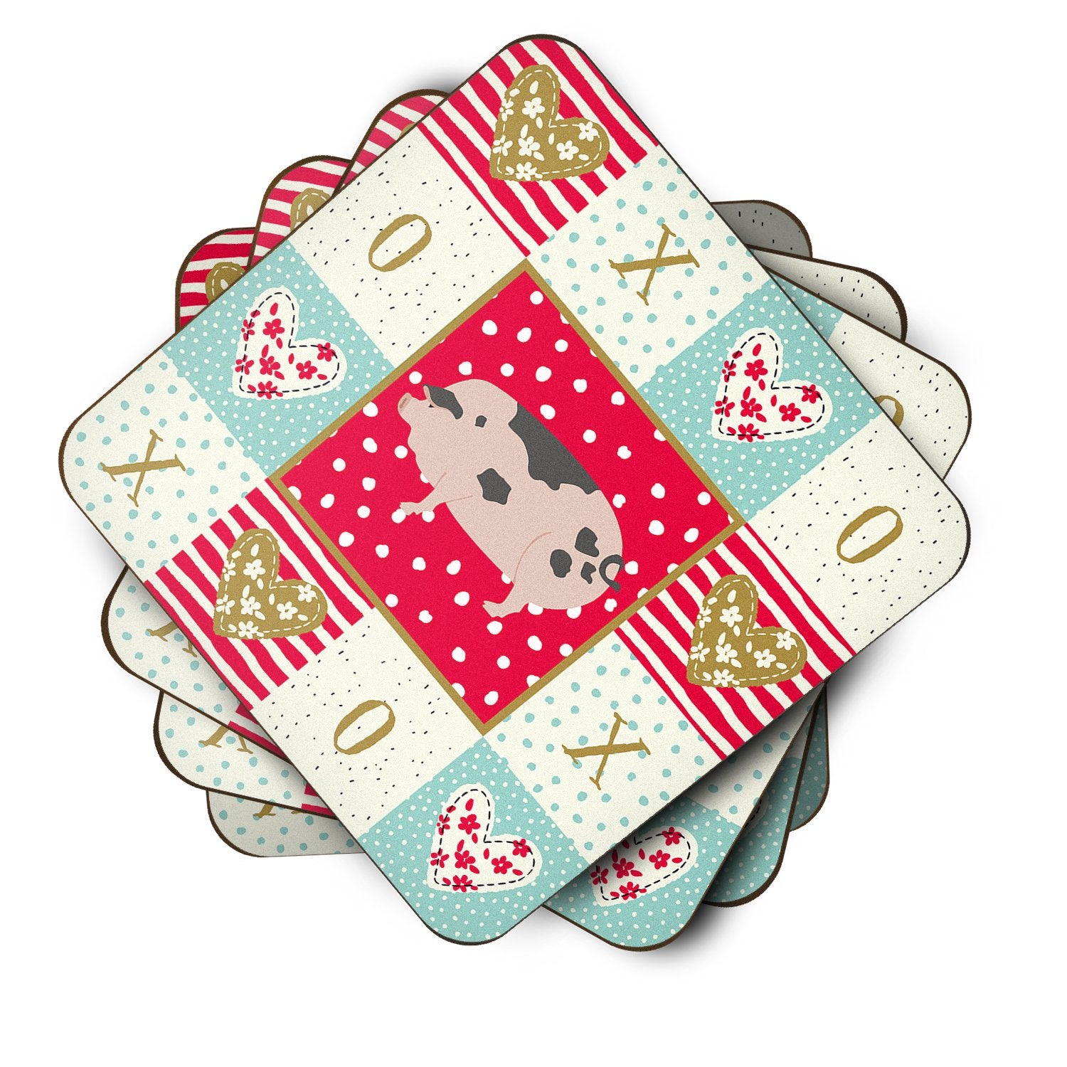 Set of 4 Gloucester Old Spot Pig Love Foam Coasters Set of 4 CK5367FC by Caroline's Treasures