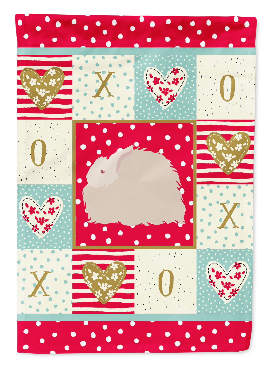 Fluffy Angora Rabbit Love Flag Canvas House Size CK5386CHF  the-store.com.